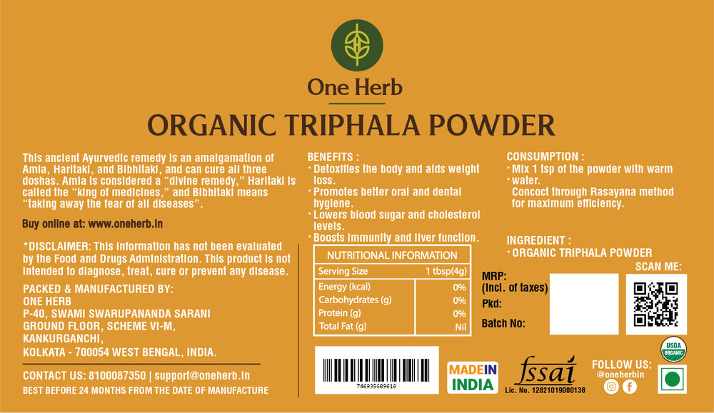 
                  
                    ORGANIC TRIPHALA POWDER
                  
                